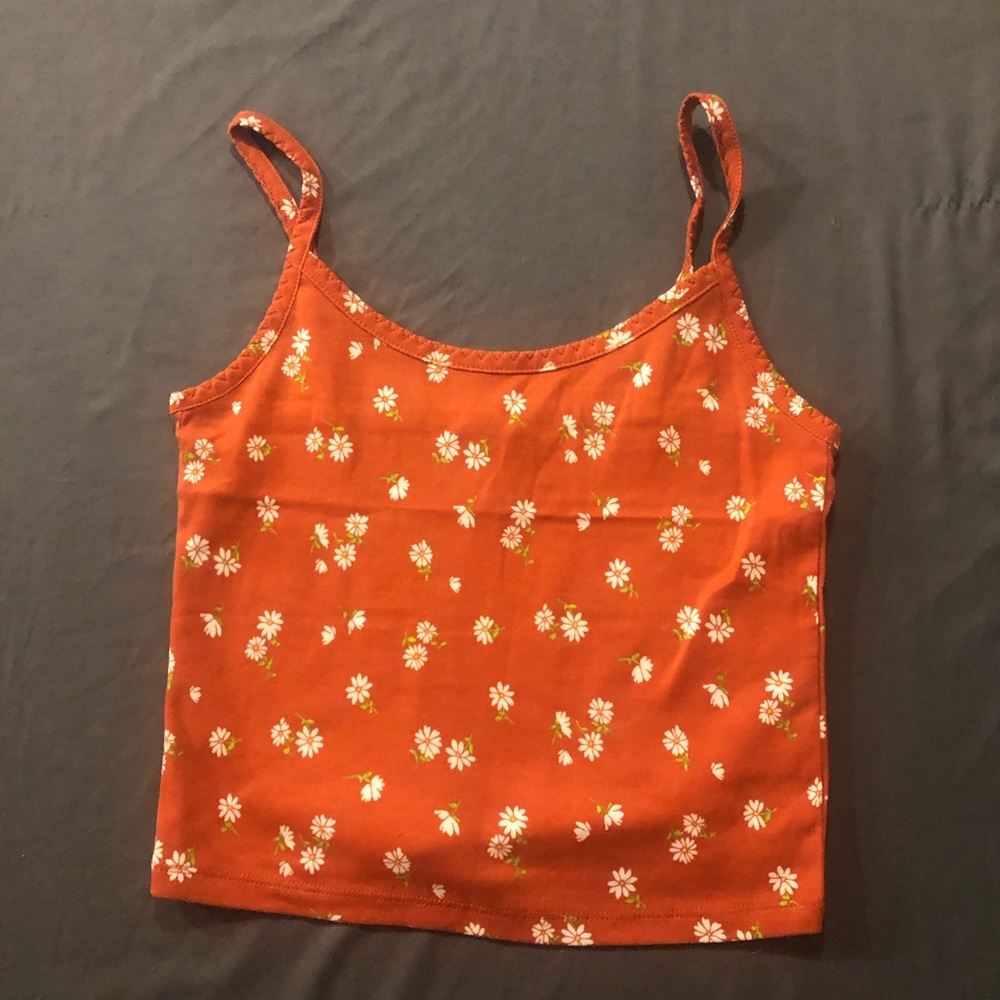 Orange cami tank with flowers